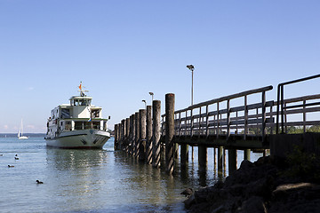 Image showing Steamship at the pier, Chiemsee, Bavaria