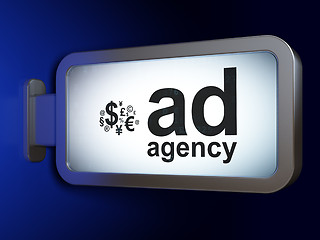 Image showing Marketing concept: Ad Agency and Finance Symbol on billboard background