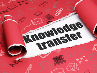 Image showing Education concept: black text Knowledge Transfer under the piece of  torn paper