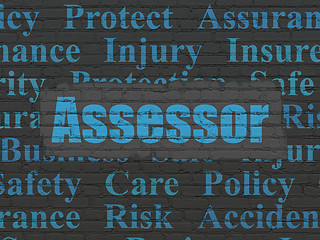 Image showing Insurance concept: Assessor on wall background