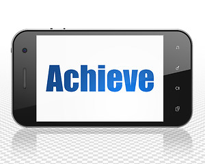 Image showing Business concept: Smartphone with Achieve on display