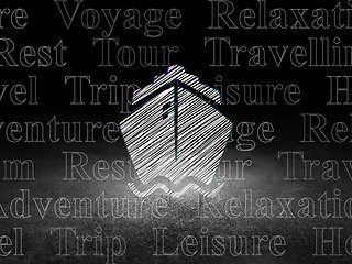 Image showing Tourism concept: Ship in grunge dark room