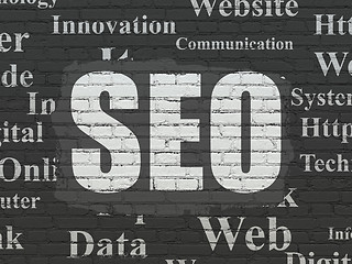 Image showing Web design concept: SEO on wall background