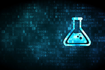 Image showing Science concept: Flask on digital background