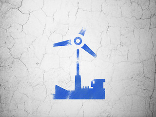 Image showing Manufacuring concept: Windmill on wall background
