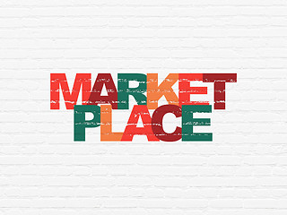 Image showing Advertising concept: Marketplace on wall background