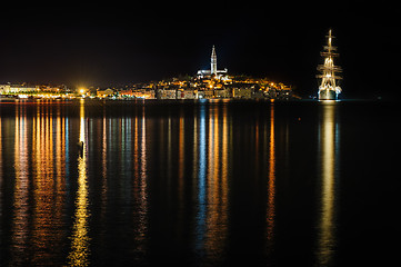 Image showing Rovinj sea side town at night, Croatia