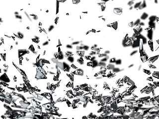 Image showing Pieces of splitted or cracked glass isolated on white 