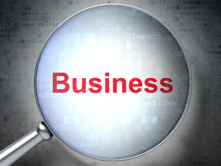 Image showing Business concept: Business with optical glass