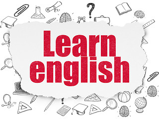 Image showing Learning concept: Learn English on Torn Paper background