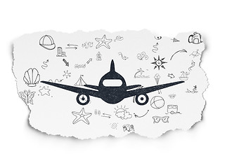 Image showing Travel concept: Aircraft on Torn Paper background