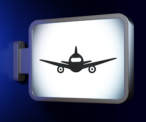 Image showing Travel concept: Aircraft on billboard background