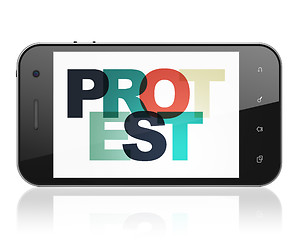 Image showing Politics concept: Smartphone with Protest on  display