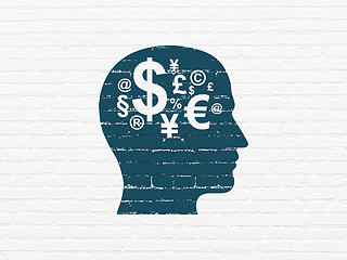 Image showing Education concept: Head With Finance Symbol on wall background