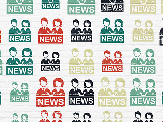 Image showing News concept: Anchorman icons on wall background