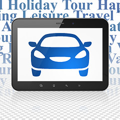 Image showing Vacation concept: Tablet Computer with Car on display