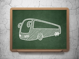 Image showing Vacation concept: Bus on chalkboard background
