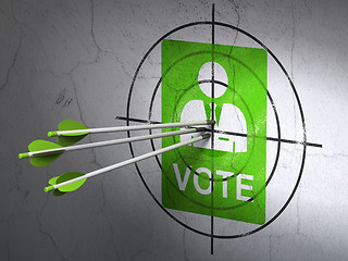 Image showing Politics concept: arrows in Ballot target on wall background