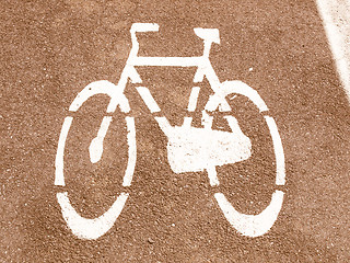 Image showing  Bike lane sign vintage