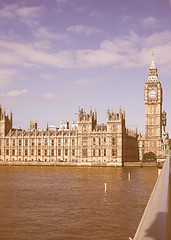 Image showing Retro looking Houses of Parliament in London