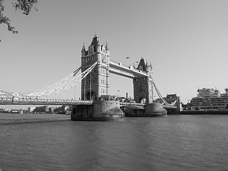 Image showing Black and white Tower Bridge in London