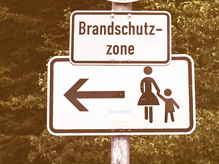 Image showing  Pedestrian area sign vintage