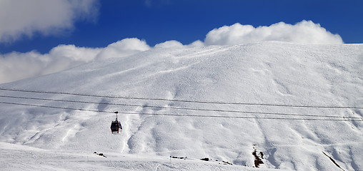 Image showing Panoramic view on gondola lift and off-piste slope