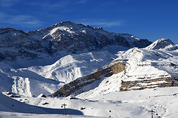 Image showing Ski resort at sunny evening