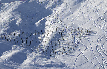 Image showing Off-piste slope at sun morning