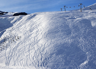 Image showing Off-piste slope at sun morning