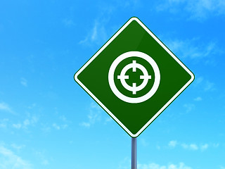 Image showing Finance concept: Target on road sign background