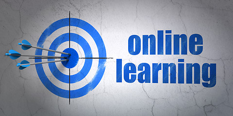 Image showing Studying concept: target and Online Learning on wall background