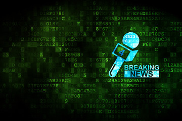 Image showing News concept: Breaking News And Microphone on digital background