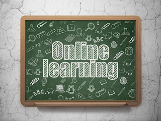 Image showing Studying concept: Online Learning on School Board background