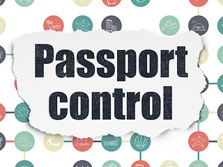 Image showing Tourism concept: Passport Control on Torn Paper background