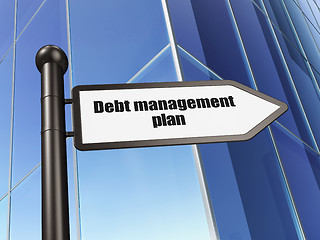 Image showing Finance concept: sign Debt Management Plan on Building background