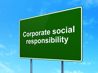 Image showing Finance concept: Corporate Social Responsibility on road sign background