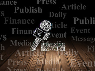 Image showing News concept: Breaking News And Microphone in grunge dark room