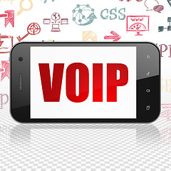 Image showing Web design concept: Smartphone with VOIP on display