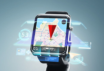 Image showing close up of smartwatch with navigator map