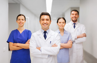 Image showing happy group of medics or doctors at hospital