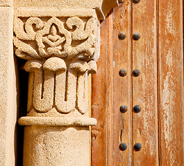 Image showing morocco old door and historical nail wood