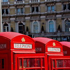 Image showing telephone in england london obsolete box classic british icon