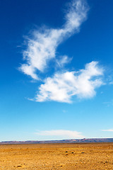 Image showing mountain old fossil in    desert of morocco      sky