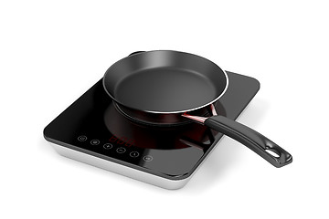 Image showing Induction cooktop and frying pan