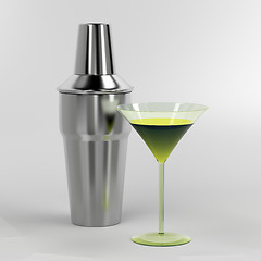 Image showing Shaker and cocktail glass