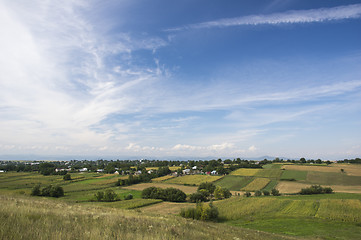 Image showing Village on summer fields