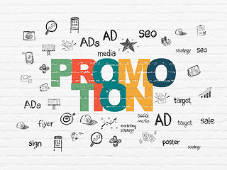 Image showing Marketing concept: Promotion on wall background