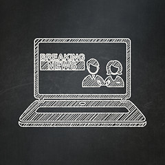 Image showing News concept: Breaking News On Laptop on chalkboard background
