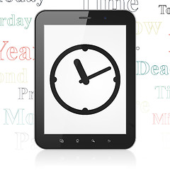 Image showing Timeline concept: Tablet Computer with Clock on display